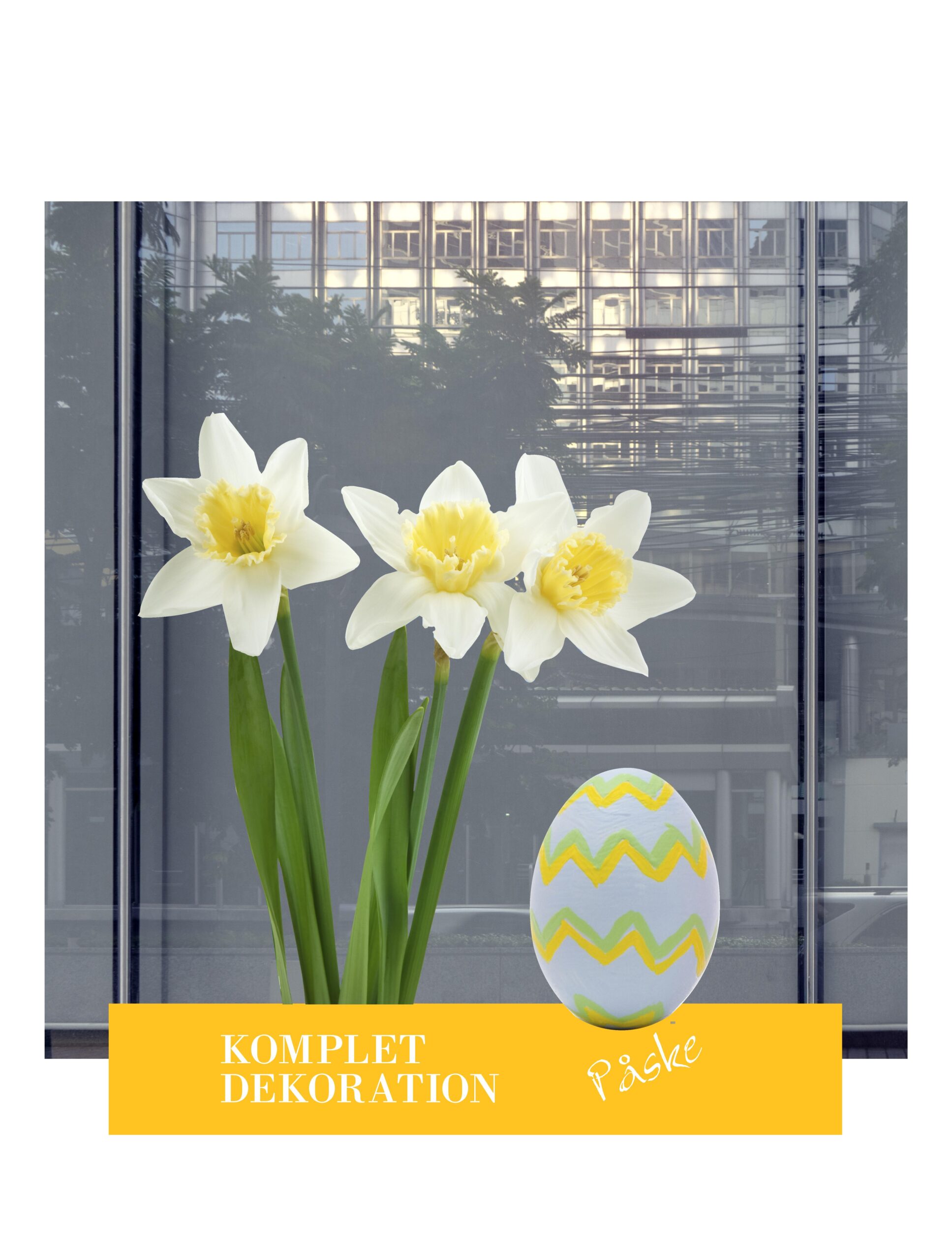 Påske tulipaner og påskeæg komplet vinduesdekoration #0019 og #0044
