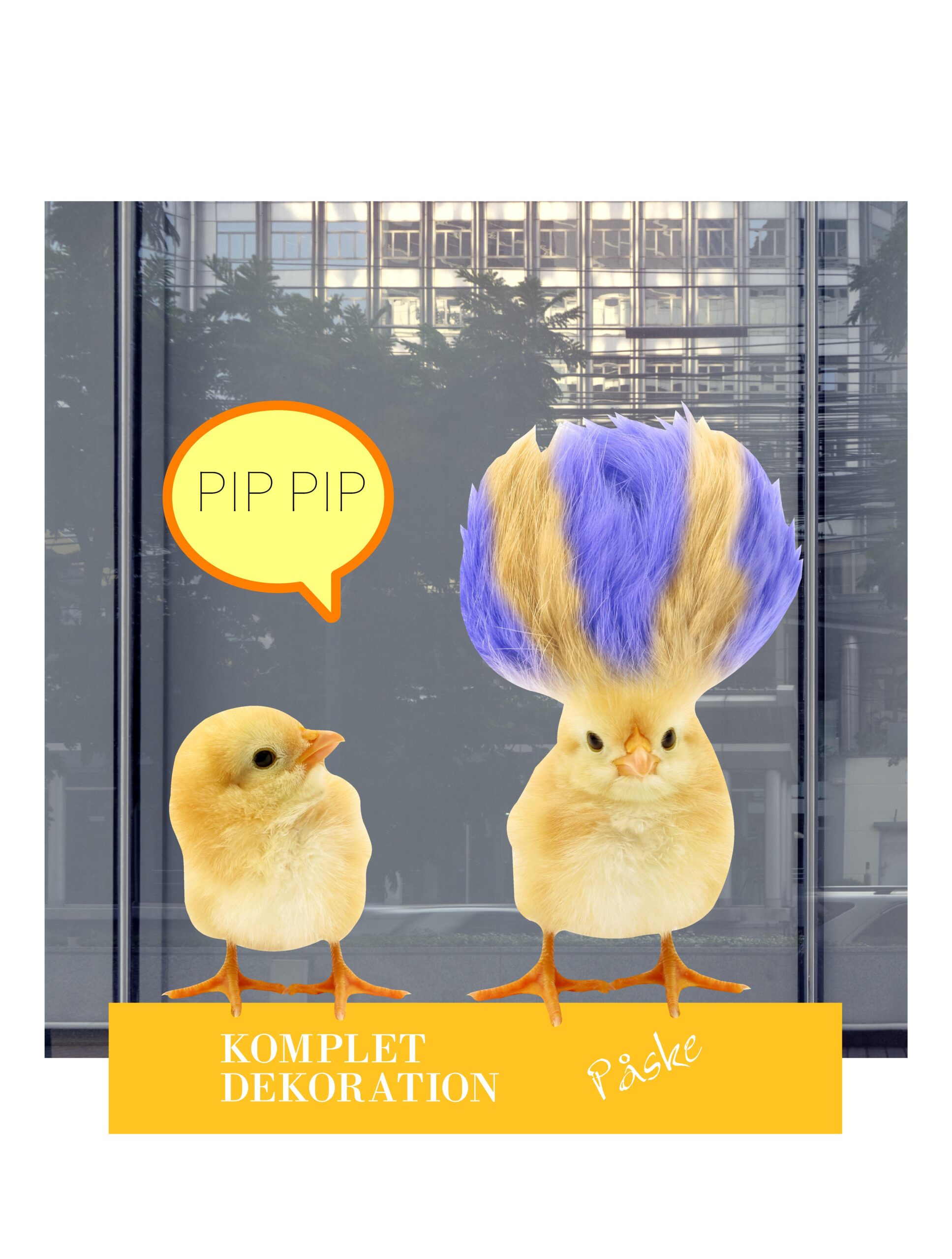 Påskekyllinger komplet vinduesdekoration #0294