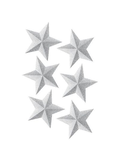 Julestjerne, sølv stk/ h: ca 25 cm. (Selvklæbende folie.) #0183